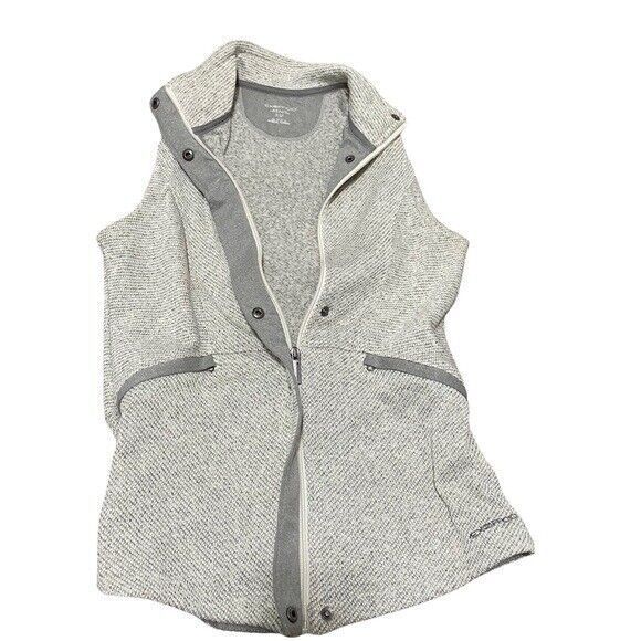 Ex Officio pocket vest Gray Cream Women’s Vest XS 0 2 EUC snap button full zip